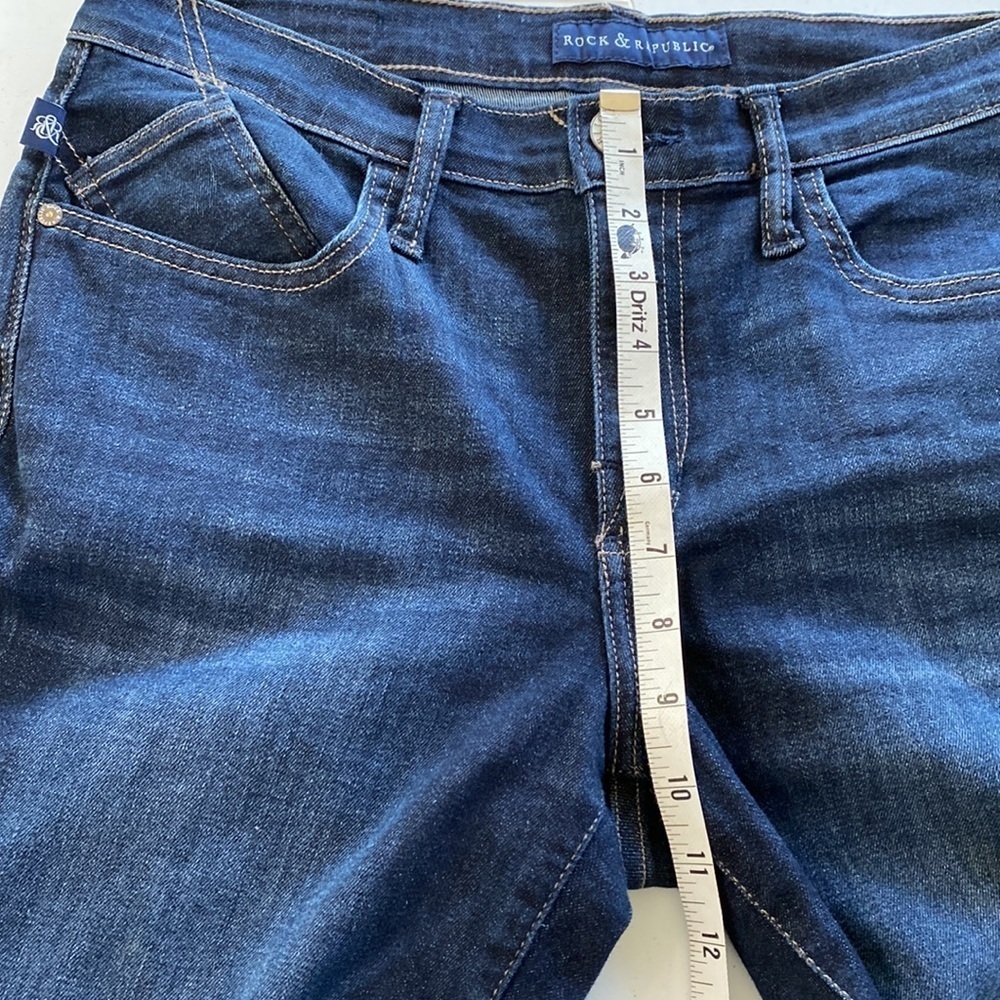 Rock & Republic Berlin High Rise Skinny Jeans Straight Leg Stretch Sz 10 Dark - Picture 11 of 14